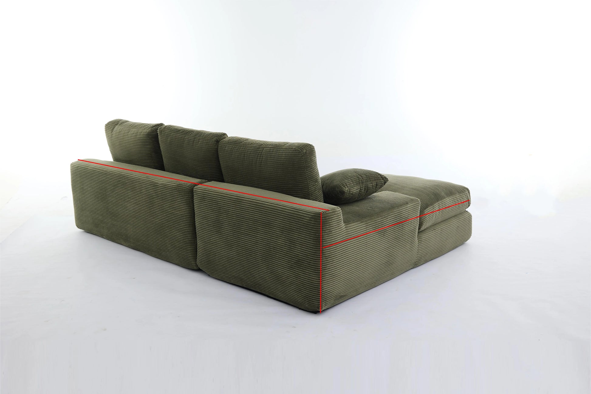 Chaise Lounge Sofa, L Shape Reversible Corduroy Couch Sectional, Green