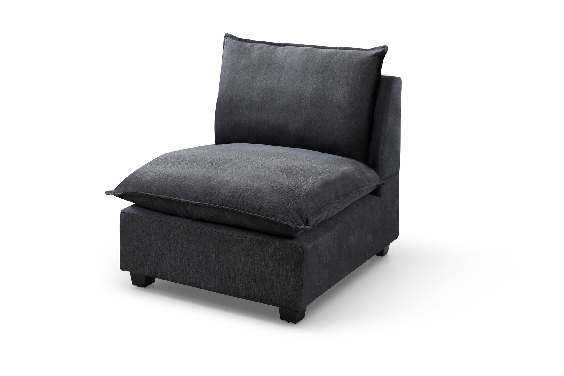 Plush Modular Sectional Sofa, L-Shaped Couch with Ottoman, Gray
