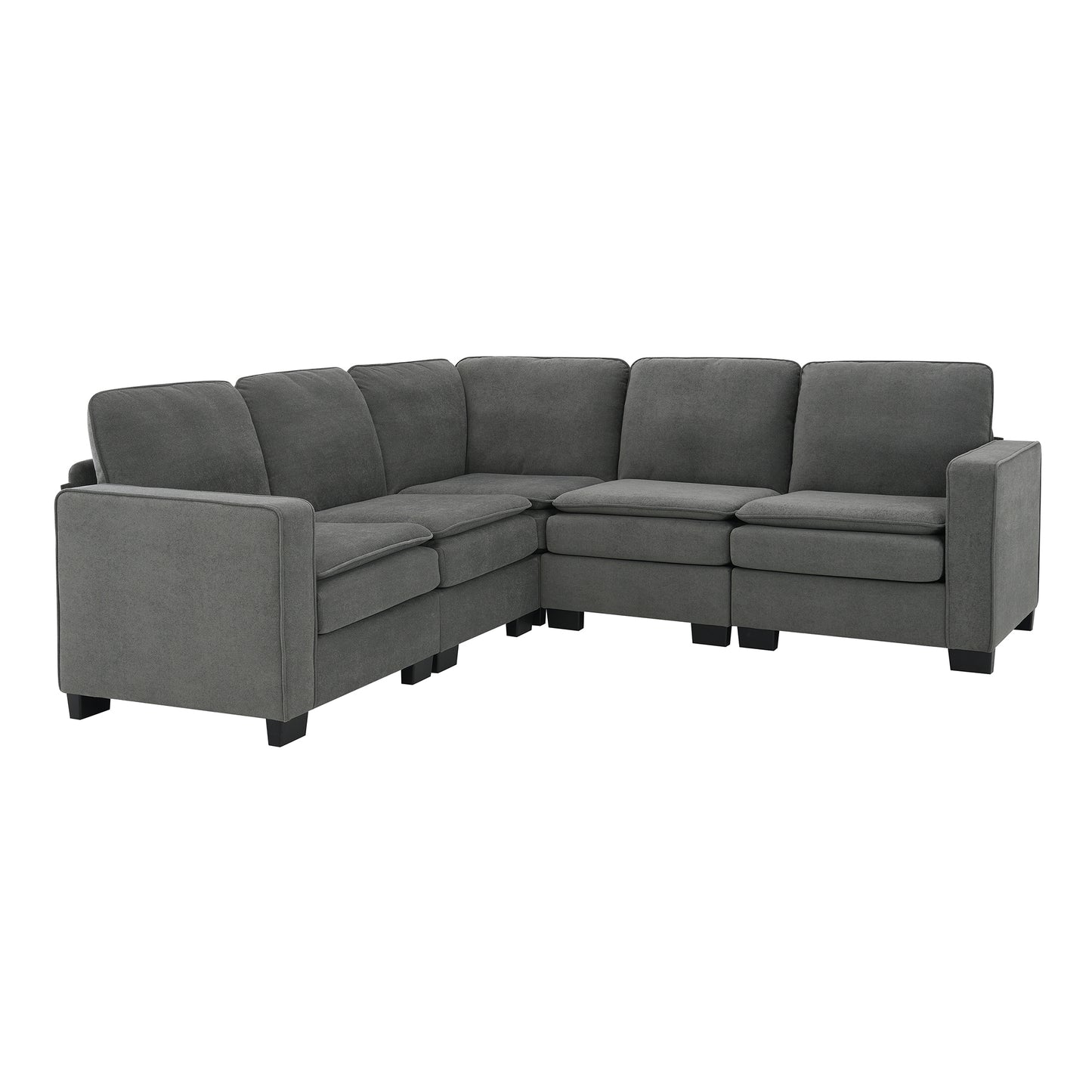 Corner Sectional Sofa, L-Shaped Comfy Couch, Gray