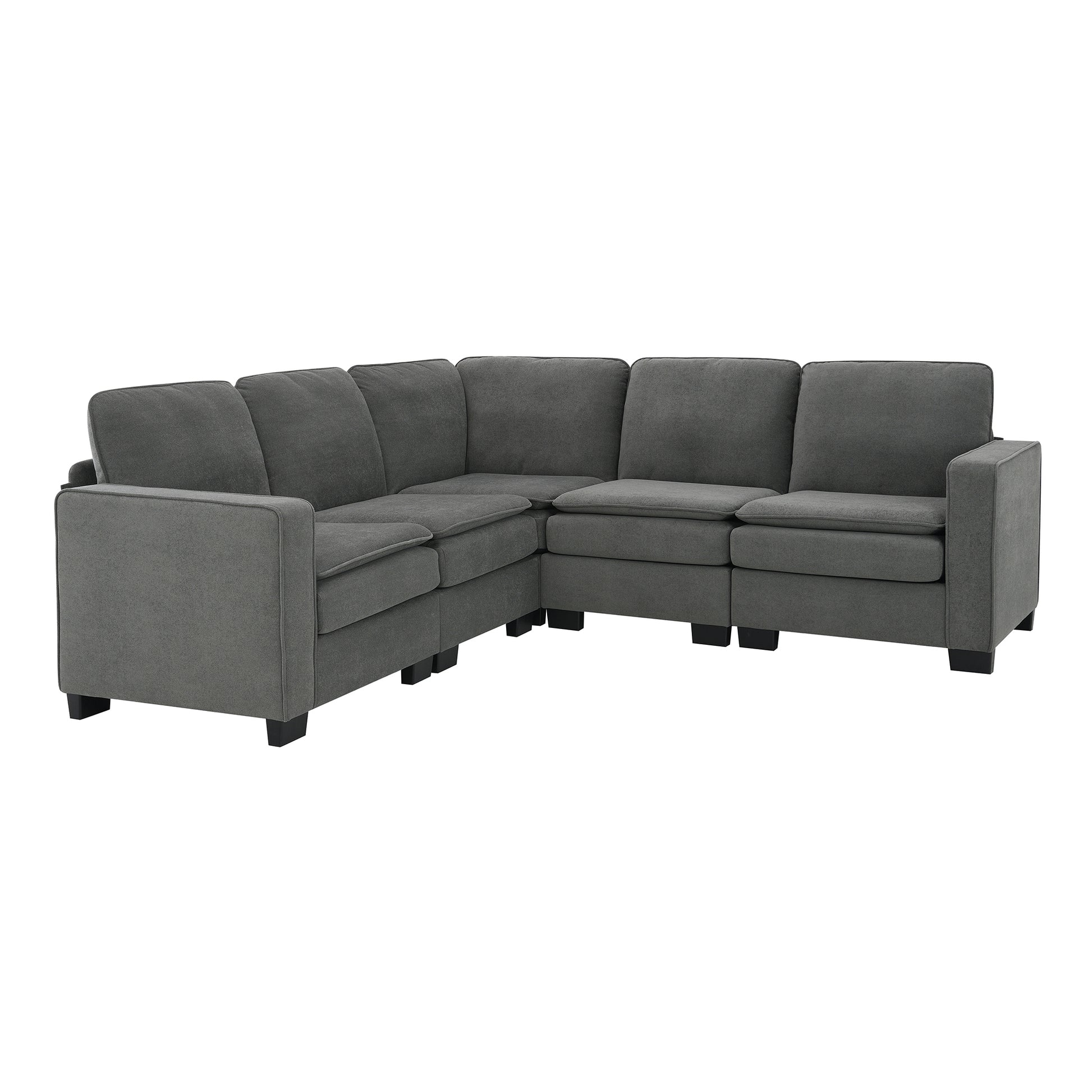 Corner Sectional Sofa, L-Shaped Comfy Couch, Gray