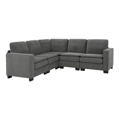 Corner Sectional Sofa, L-Shaped Comfy Couch, Gray