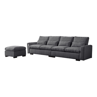 Louie Sectional Couch with Chaise, Sofa L-Shape with Ottoman Storage - Gray