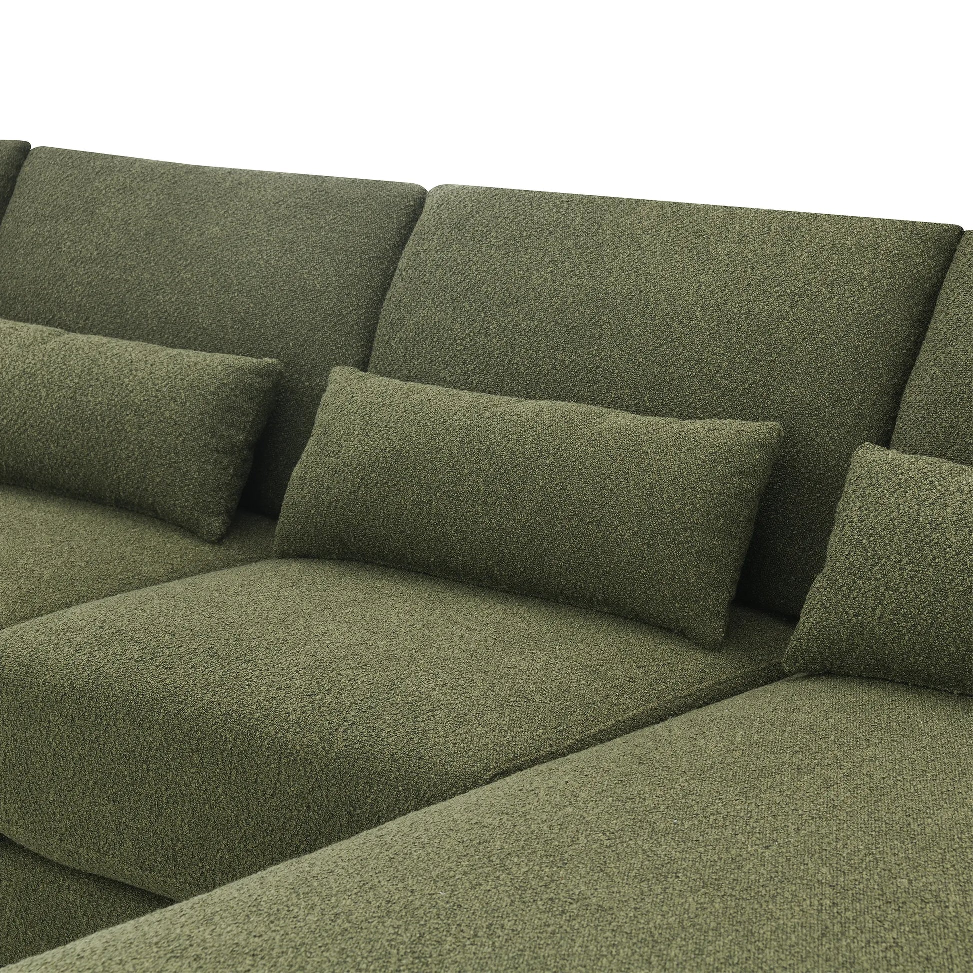 L Shape Couch, Deep Seat Sectional Sofa with Reversible Chaise, Green