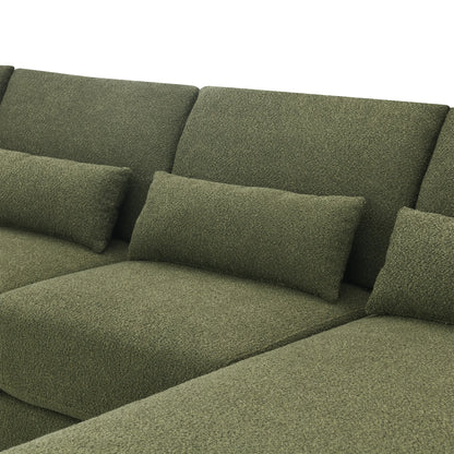 L Shape Couch, Deep Seat Sectional Sofa with Reversible Chaise, Green