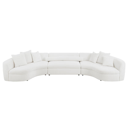 Modern Large Sectional Couch, Upholstered Curved Sofa, White