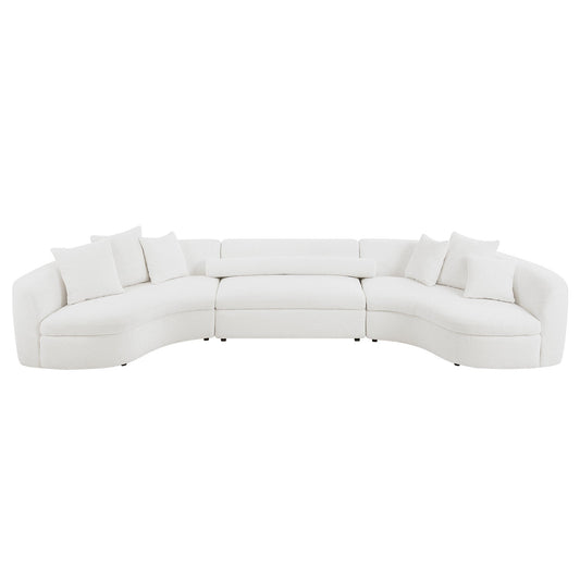 Modern Large Sectional Couch, Upholstered Curved Sofa, White