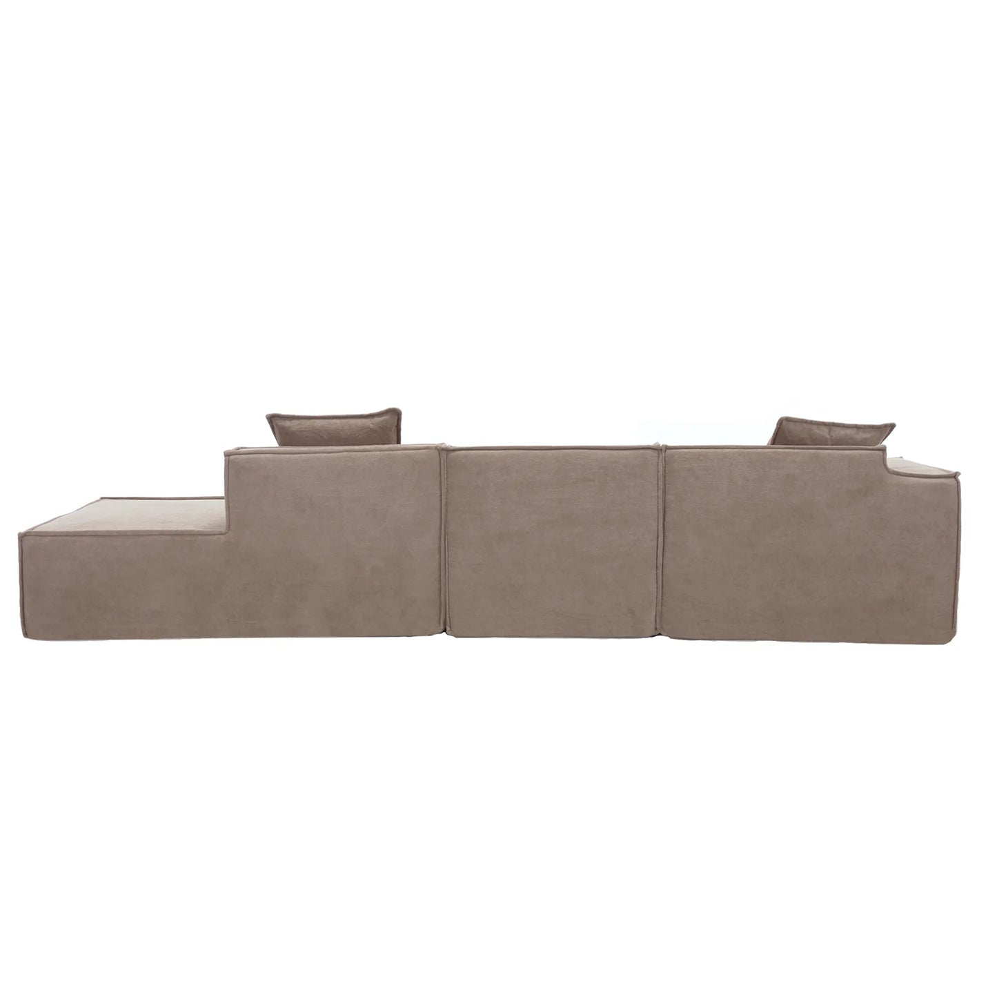 Modular Lounge Sofa, L Shaped Sectional with Chaise, Light Brown