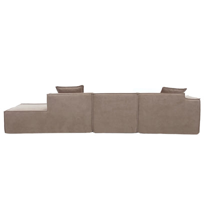 Modular Lounge Sofa, L Shaped Sectional with Chaise, Light Brown