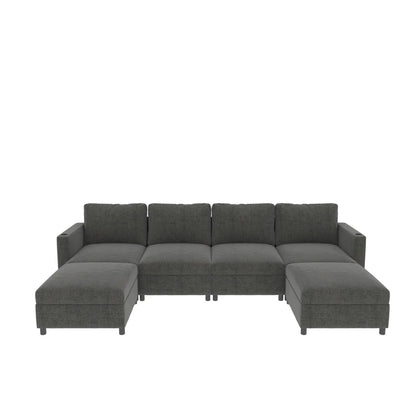 Large Sectional Couch with Storage, Sofa with Chaise- Gray
