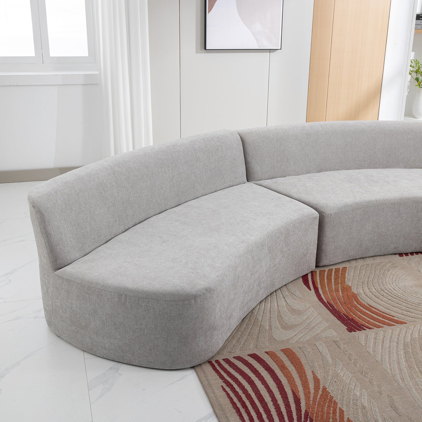 Curved Sofa, Modern Large Sectional Couch - Gray