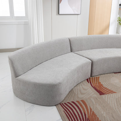 Curved Sofa, Modern Large Sectional Couch - Gray