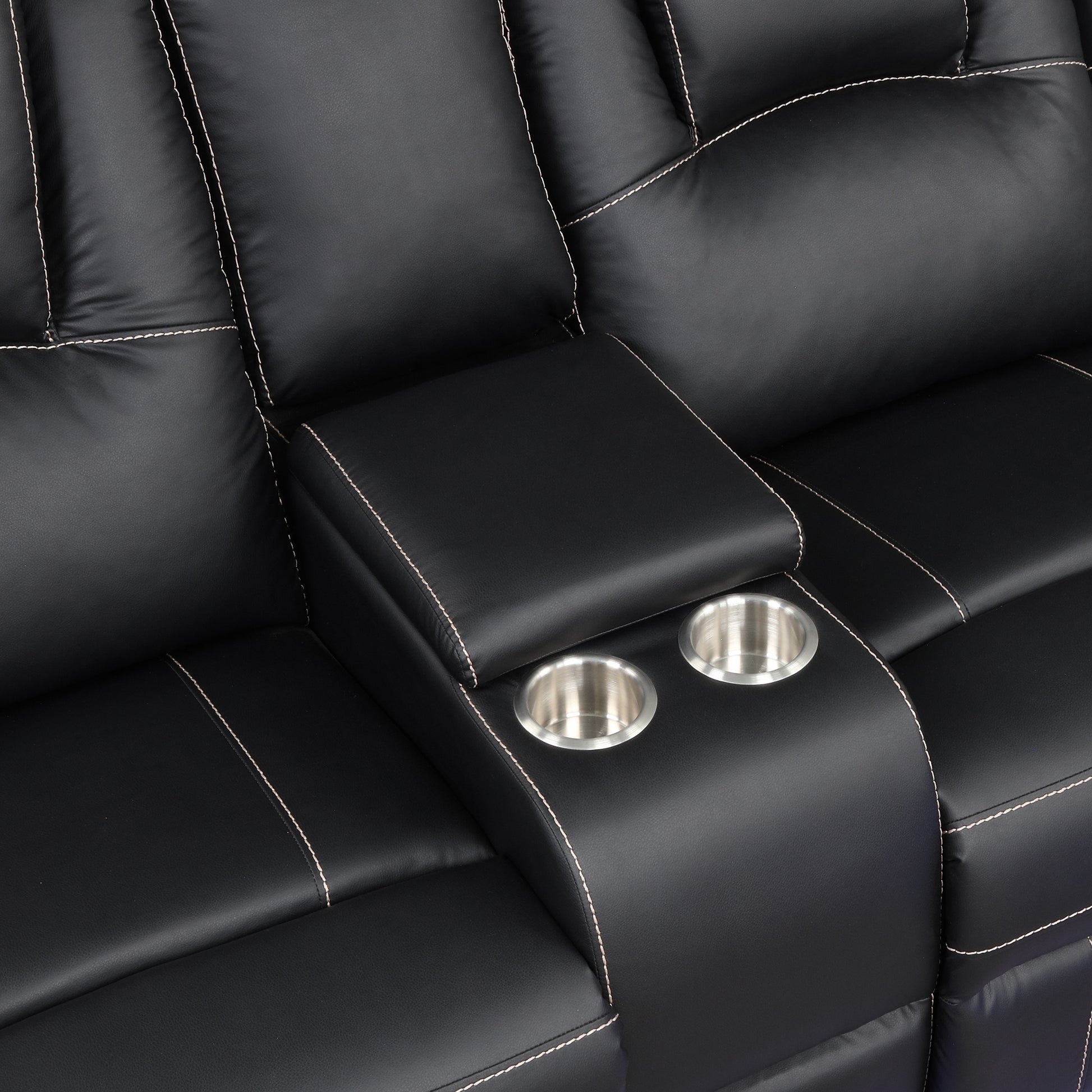 Modern Reclining Sofa, Corner Sectional Couch Recliner, Black