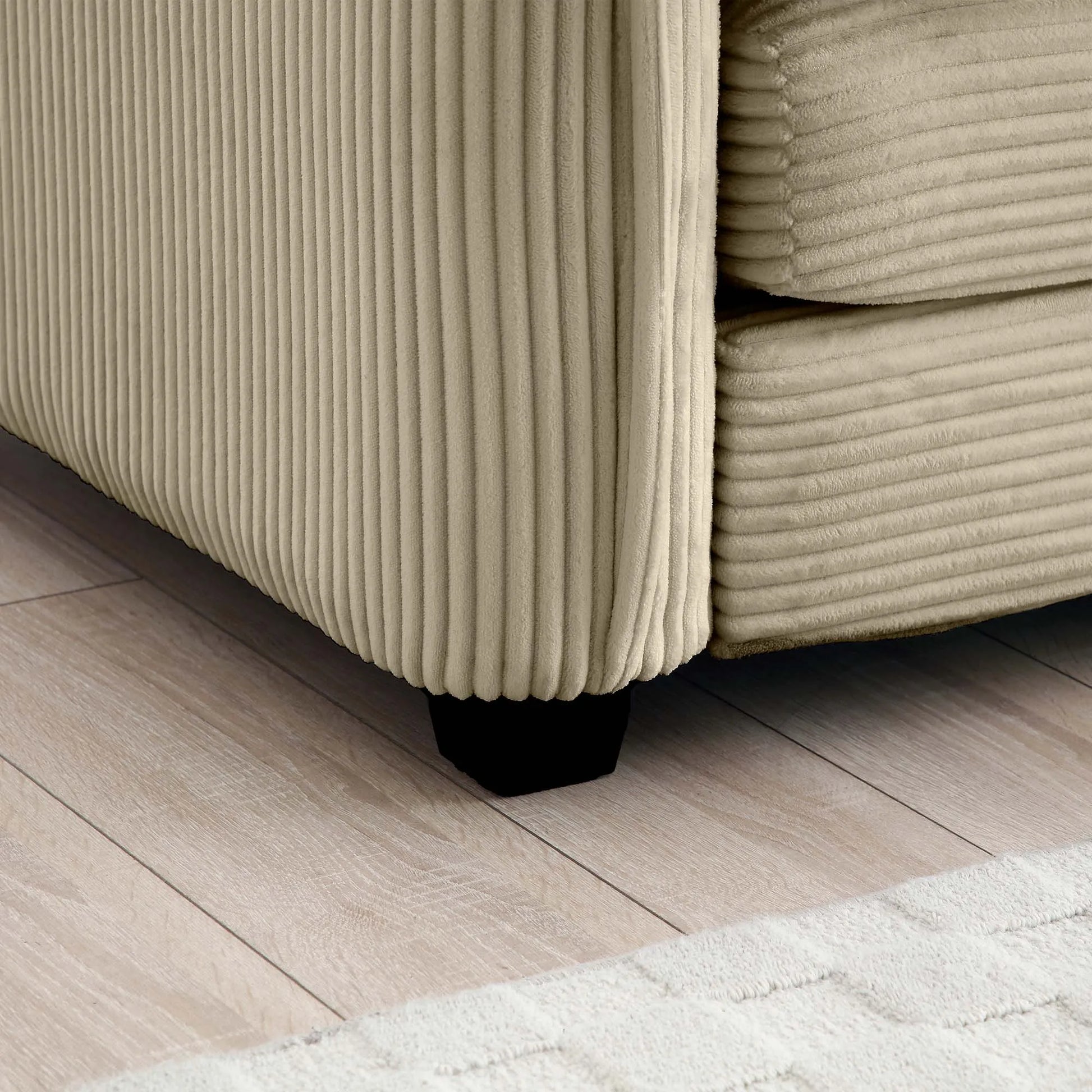 U Shape Sectional Cloud Sofa, Plush Corduroy Couch with Ottoman, Camel