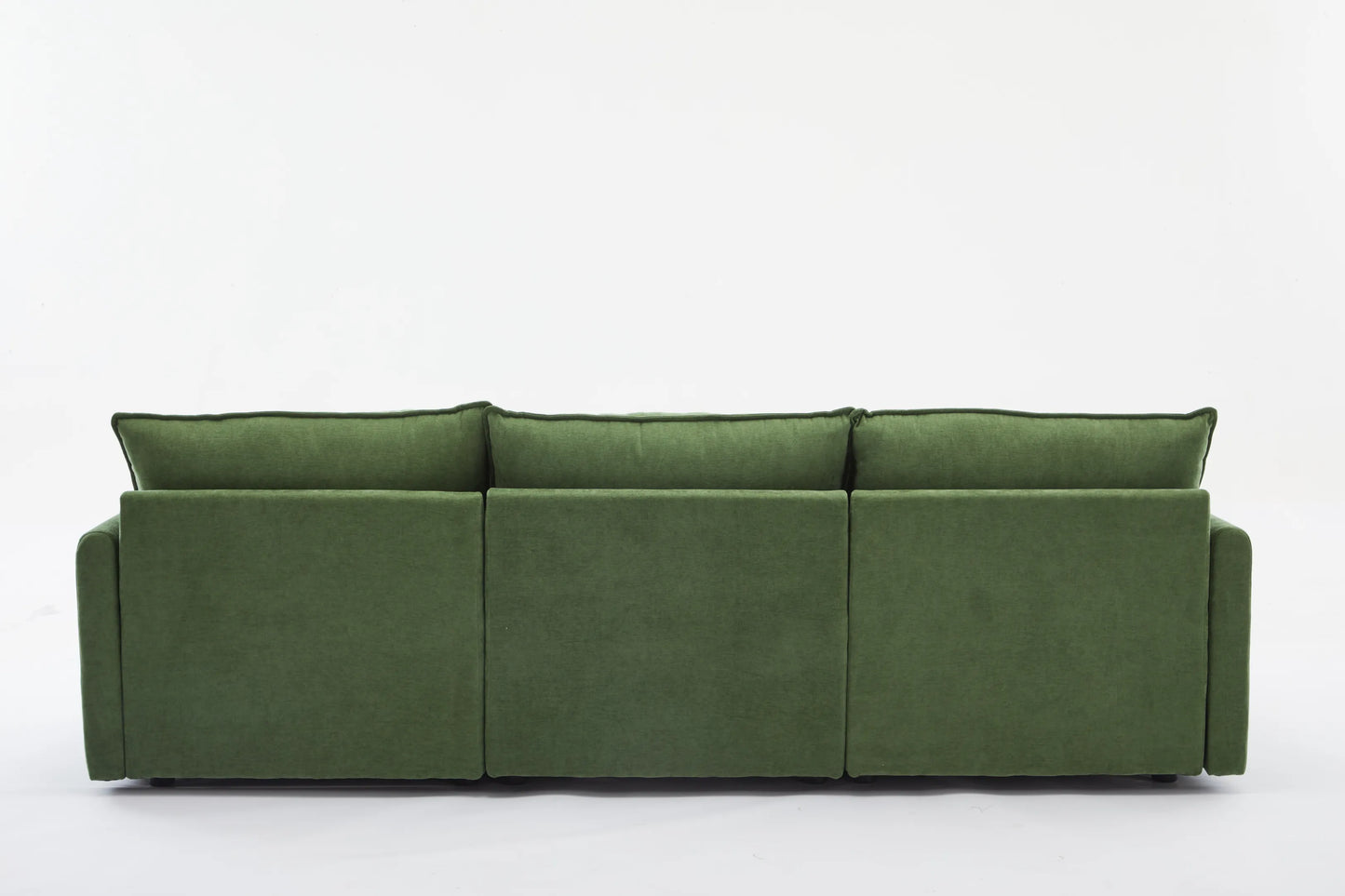 3 Seater Sofa, L Shaped Couch with Ottoman, Beige/Gray/Green