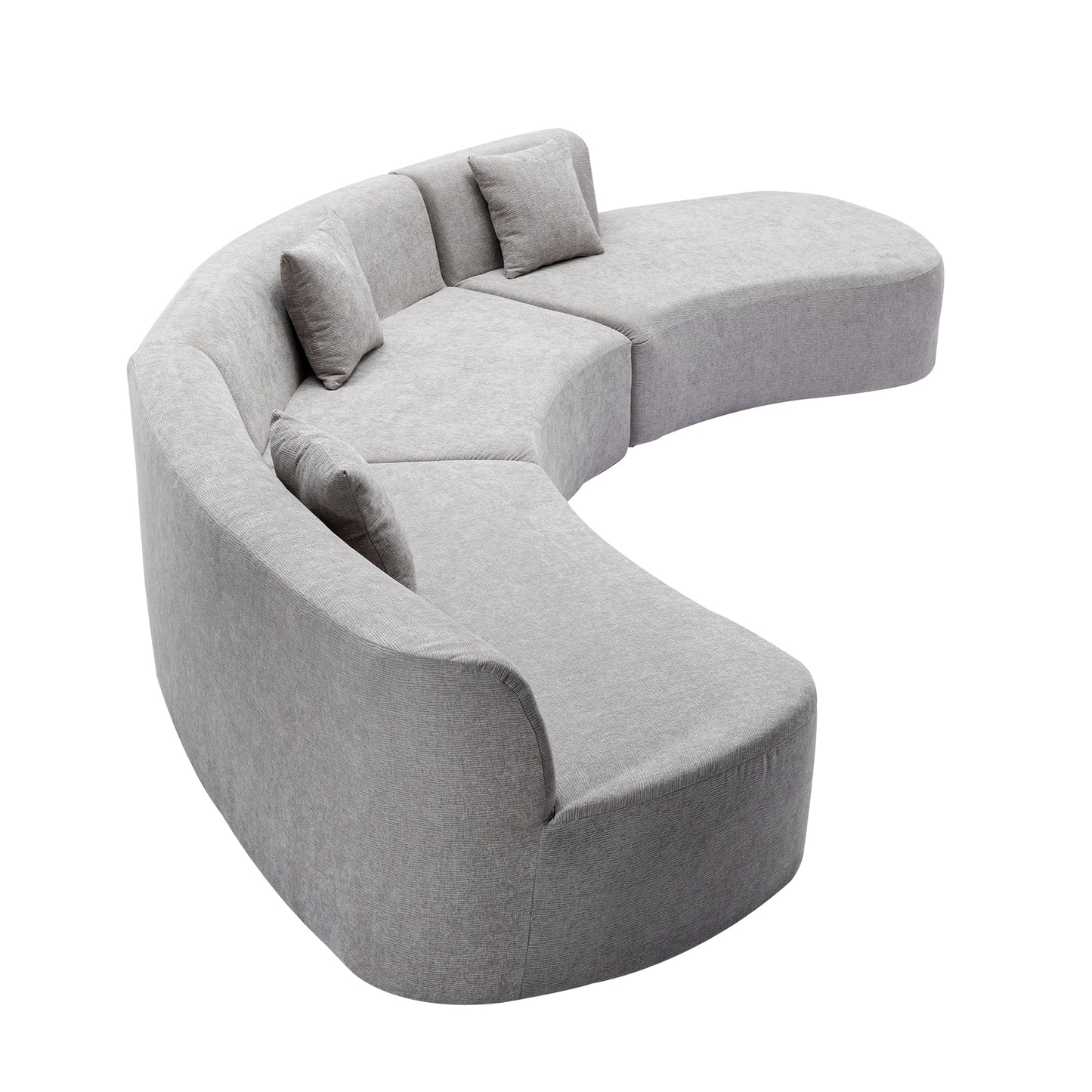 Curved Sofa, Modern Large Sectional Couch - Gray