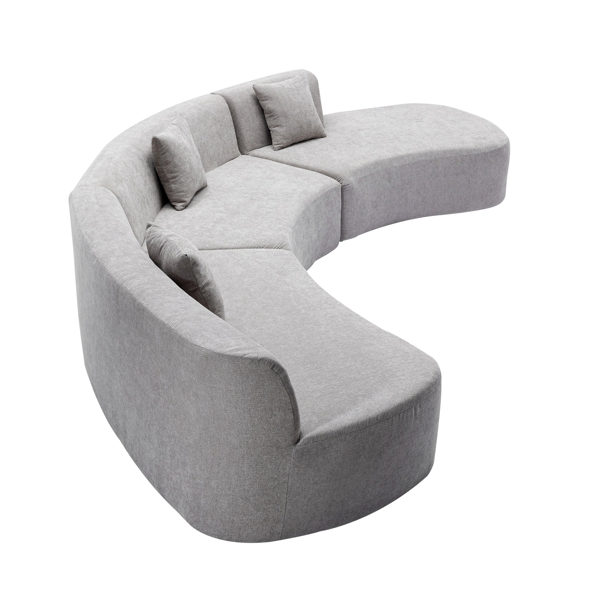 Curved Sofa, Modern Large Sectional Couch - Gray