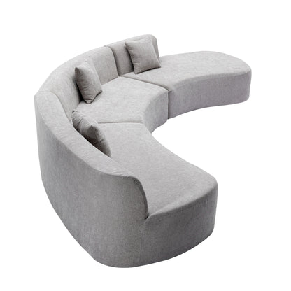 Curved Sofa, Modern Large Sectional Couch - Gray