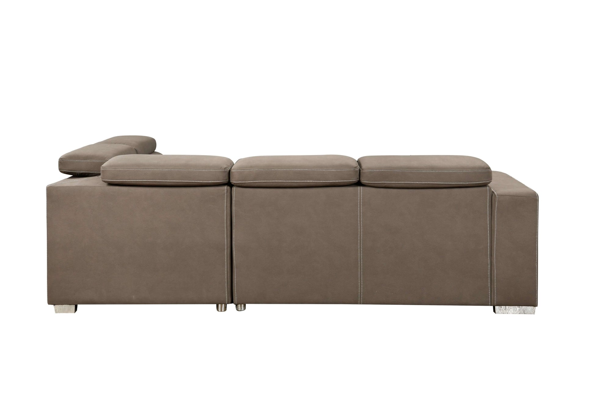 Louie L-Shaped Sofa Bed, Convertible Couch Pullout with Storage Chaise and Adjustable Headrest - Brown