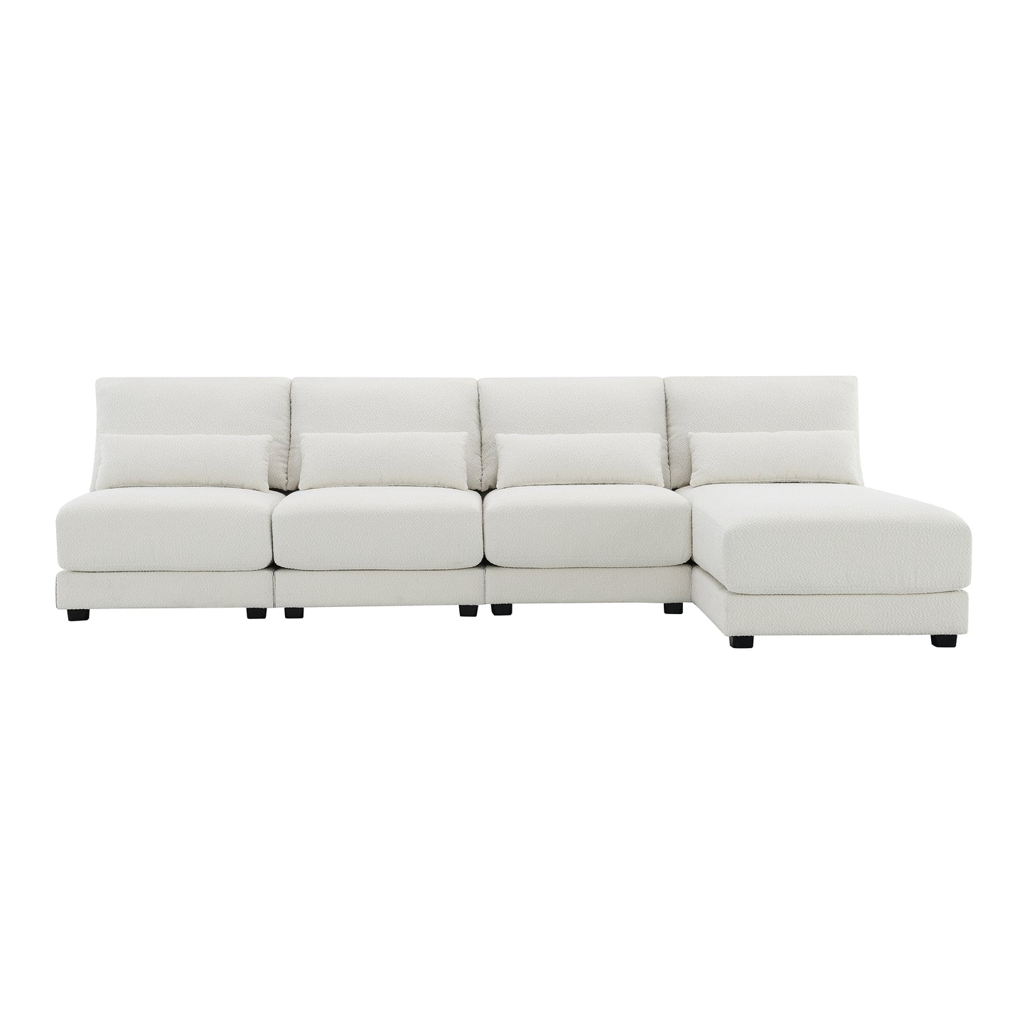 L Shape Couch, Deep Seat Sectional Sofa with Reversible Chaise, Cream