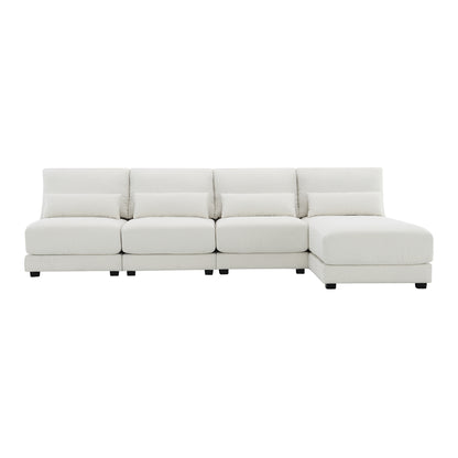 L Shape Couch, Deep Seat Sectional Sofa with Reversible Chaise, Cream