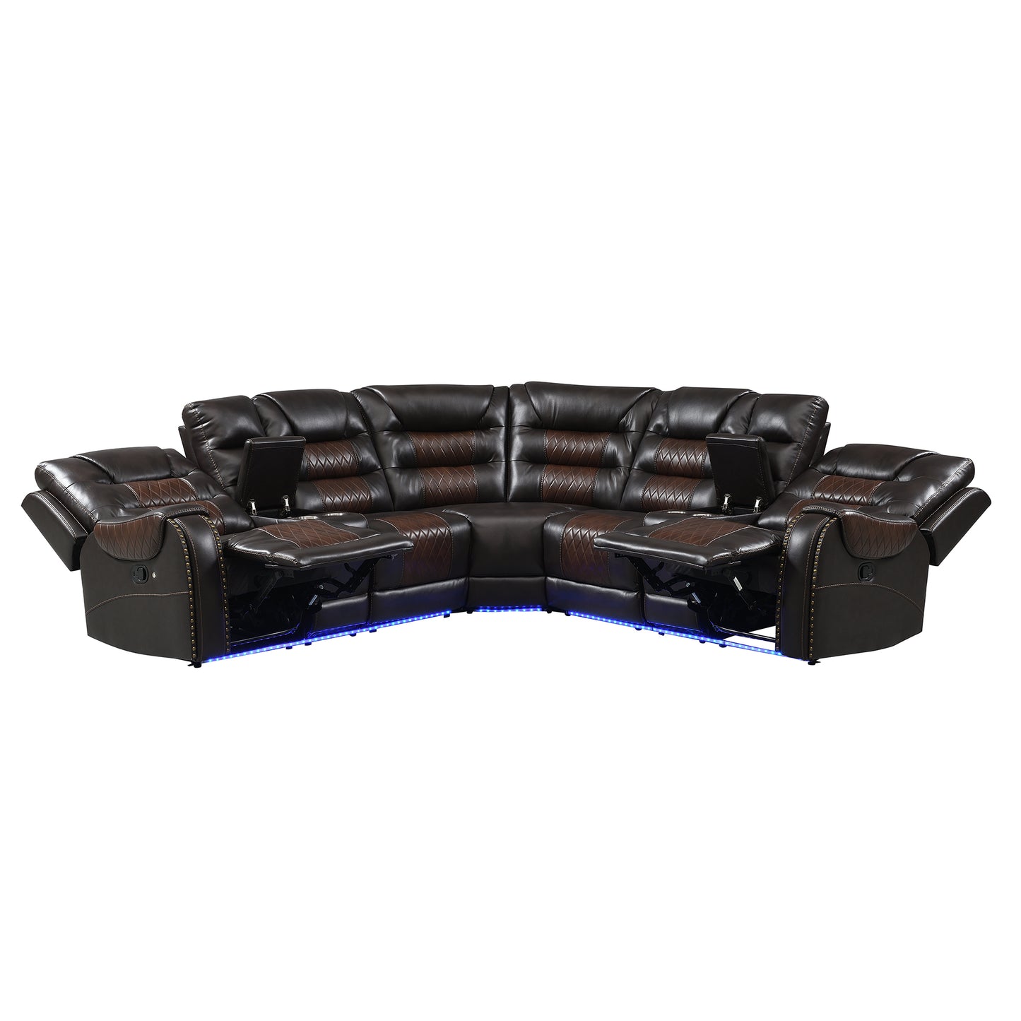 Luxury Reclining Sofa, Corner Sectional Couch Recliner, Brown