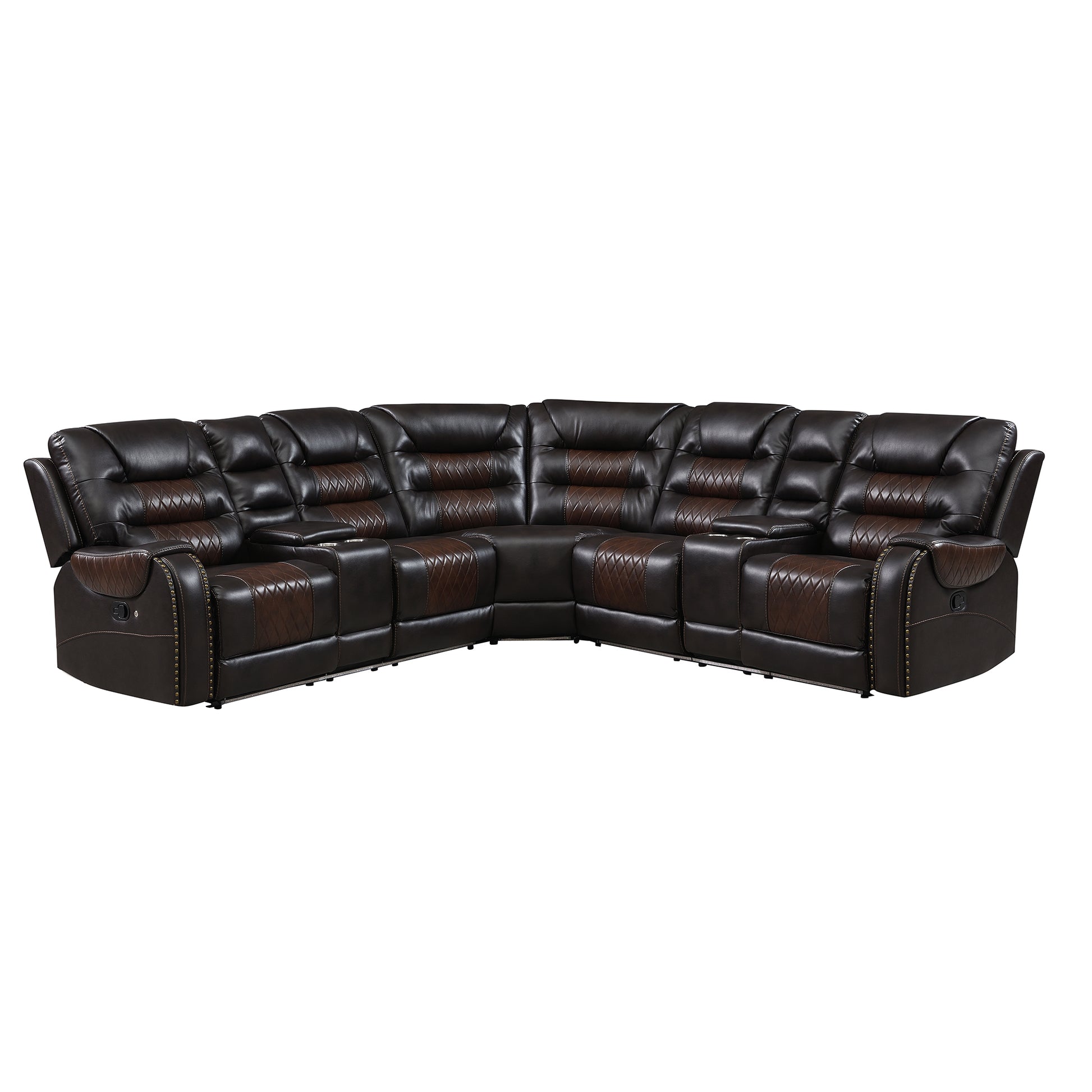 Luxury Reclining Sofa, Corner Sectional Couch Recliner, Brown