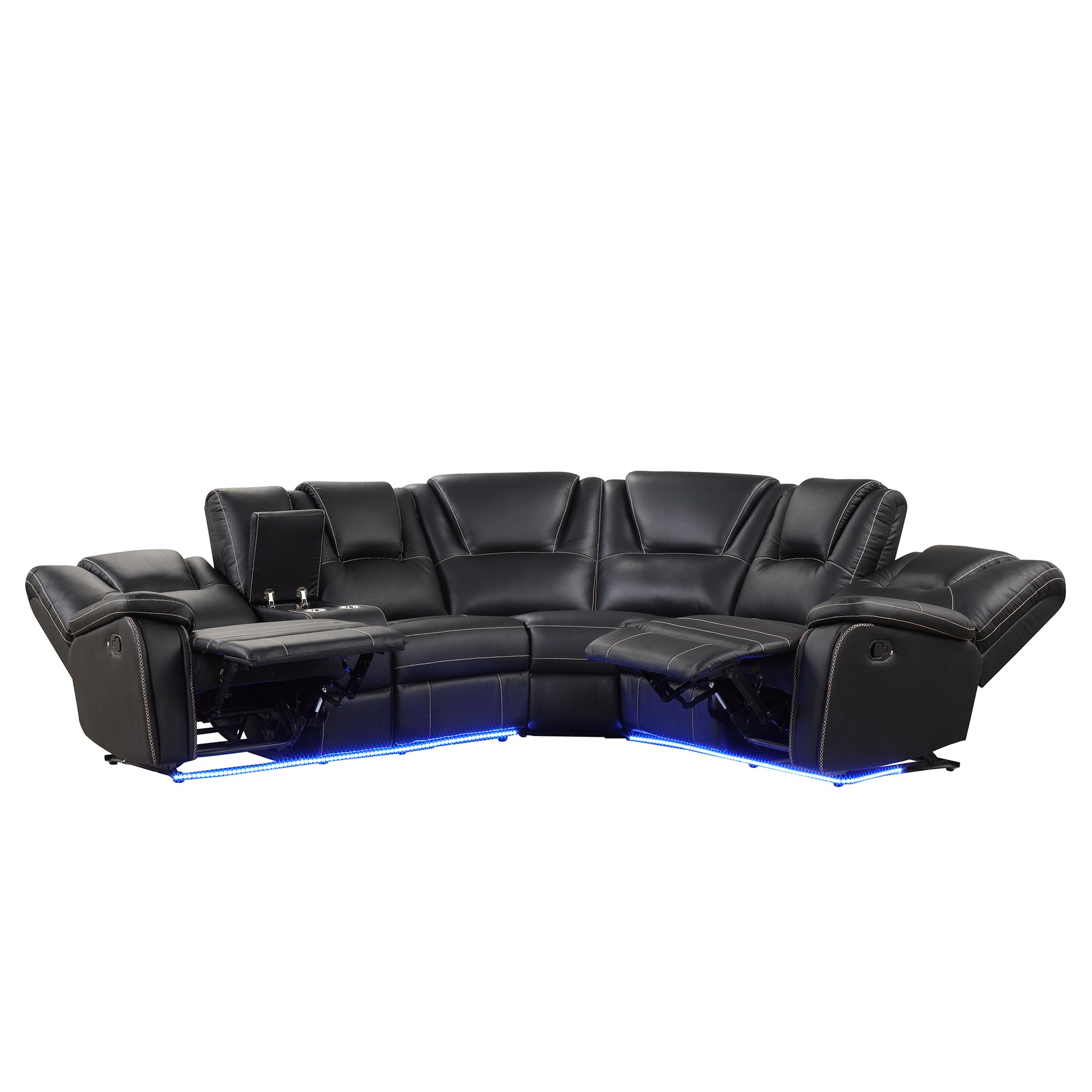 Modern Reclining Sofa, Corner Sectional Couch Recliner, Black