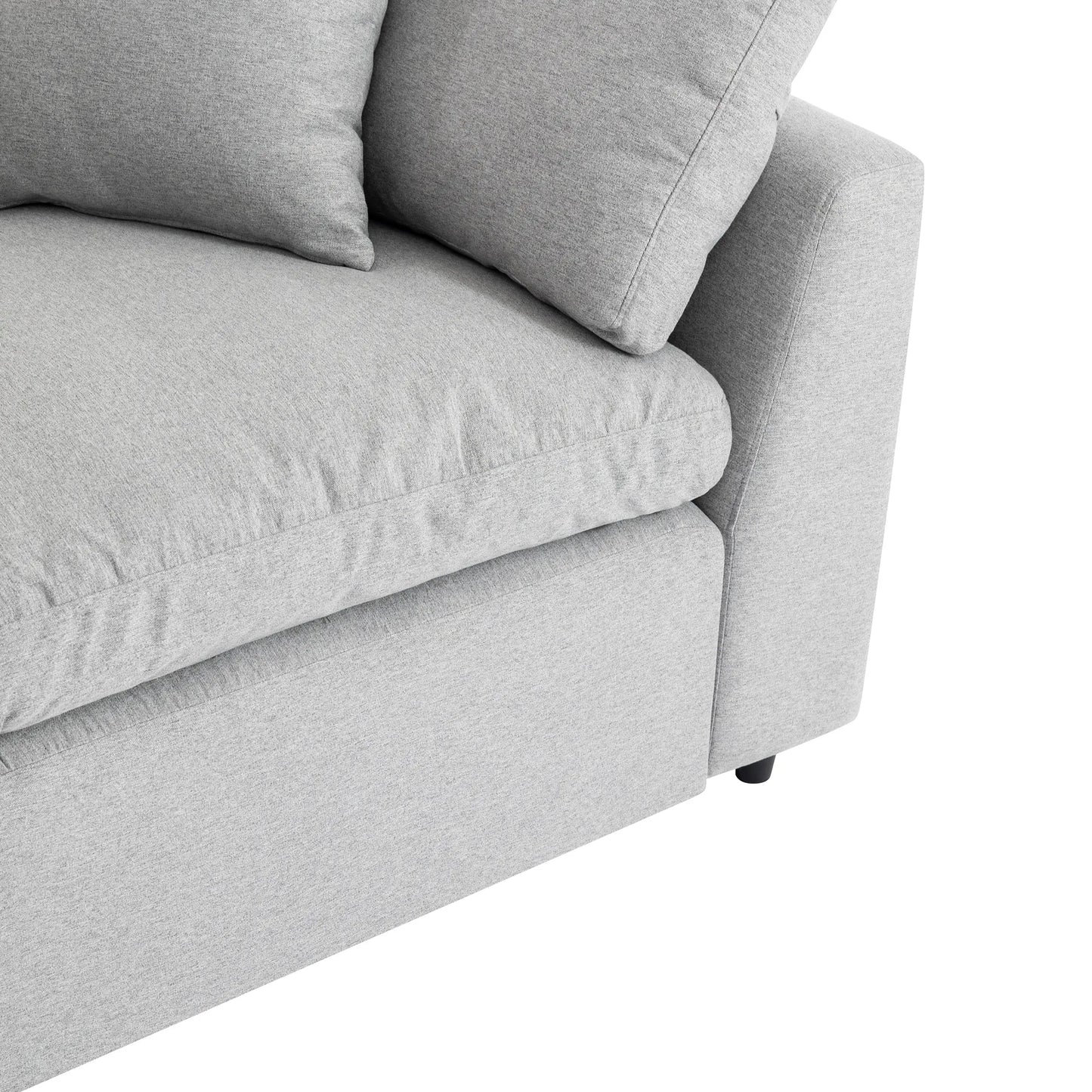 Louie Grey Sectional Couch, Sofa with Ottoman