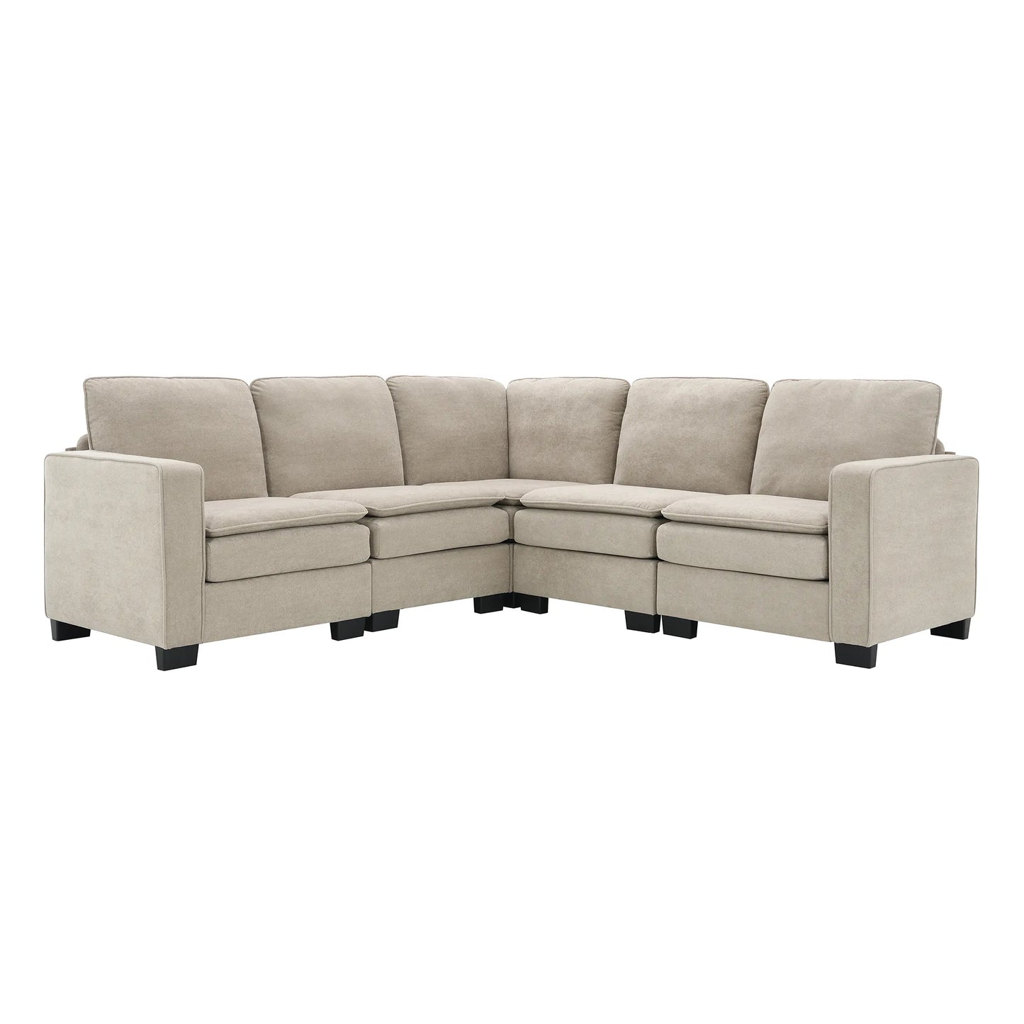 Corner Sectional Sofa, L-Shaped Comfy Couch, Khaki