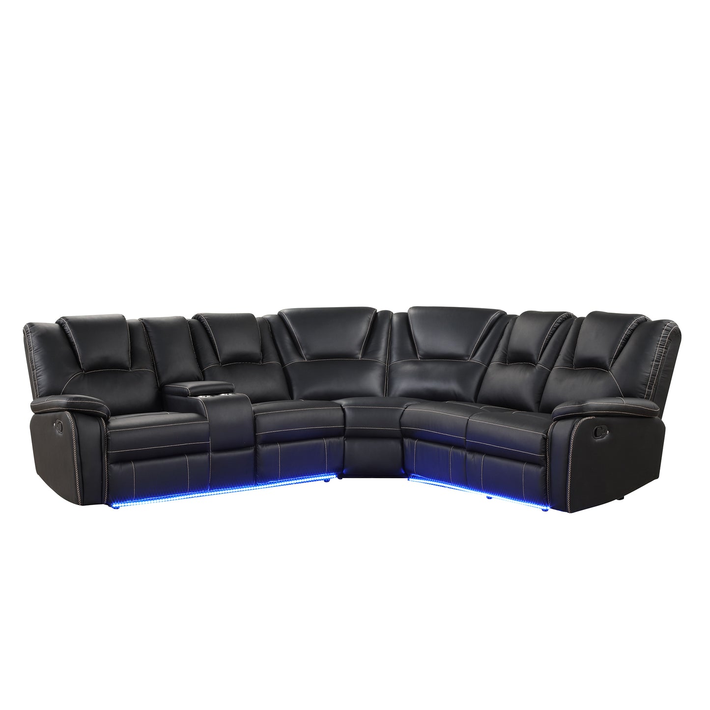 Modern Reclining Sofa, Corner Sectional Couch Recliner, Black