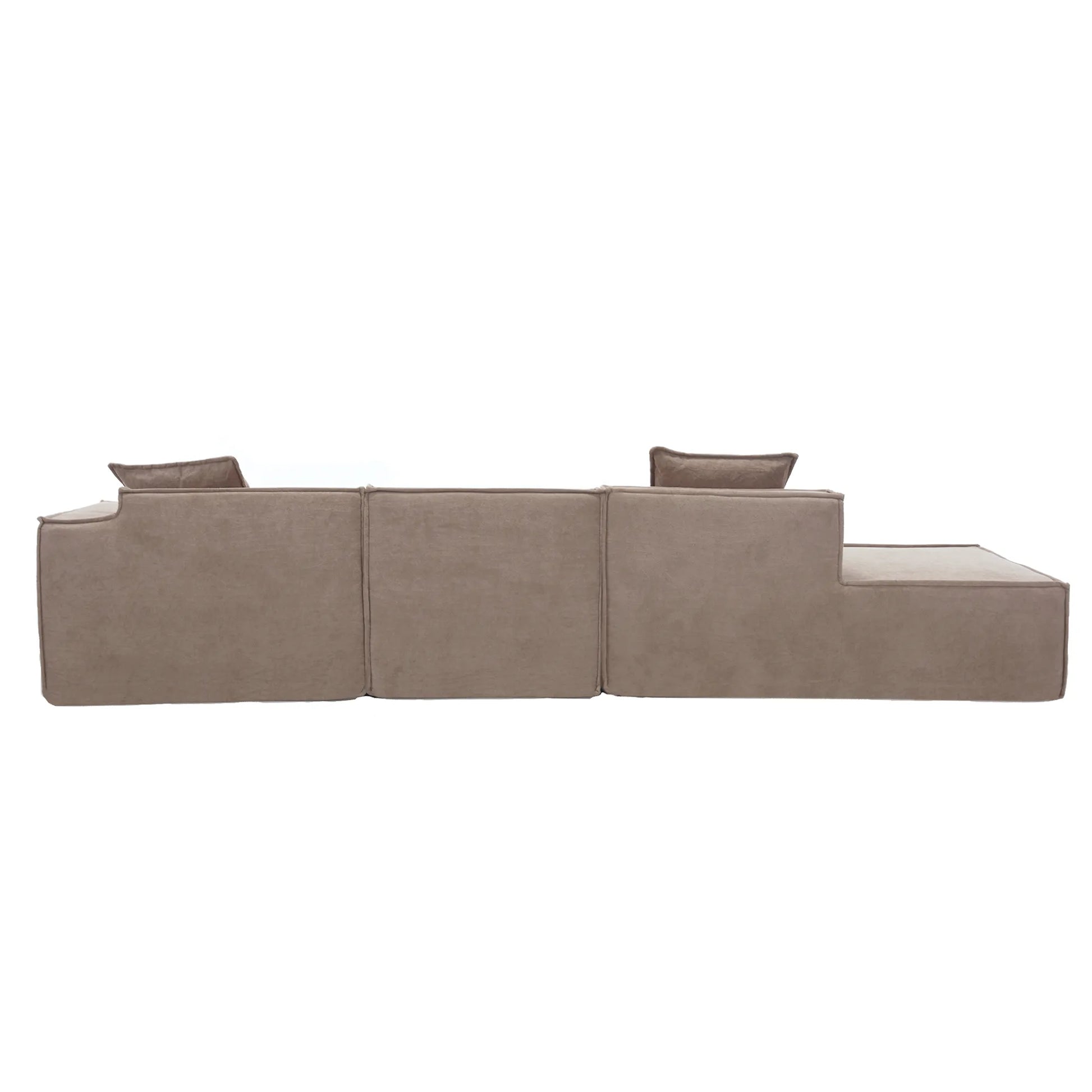 Modular Lounge Sofa, L Shaped Sectional with Chaise, Light Brown