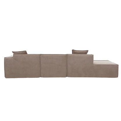 Modular Lounge Sofa, L Shaped Sectional with Chaise, Light Brown