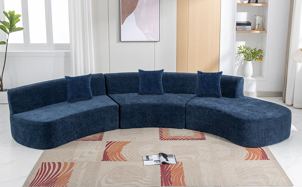 Curved Sofa, Modern Large Sectional Couch - Blue