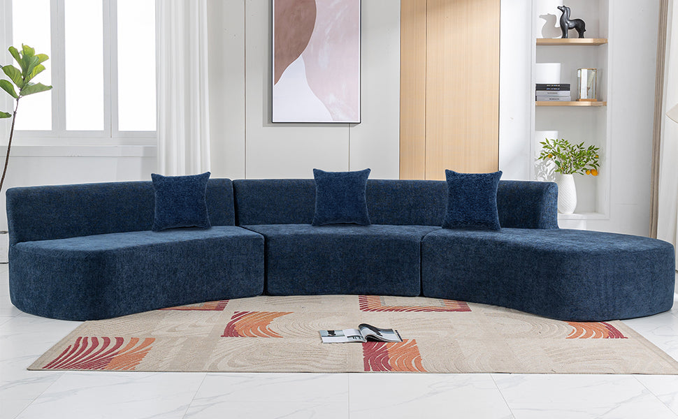 Curved Sofa, Modern Large Sectional Couch - Blue