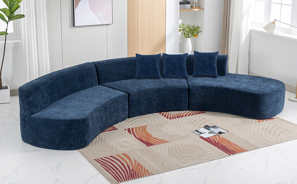 Curved Sofa, Modern Large Sectional Couch - Blue