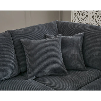 Modular Sectional Sofa, Deep Seat Corduroy Couch, Dark Gray