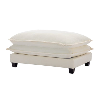 Plush Couch, Deep Seat Couch with Ottomans, Beige