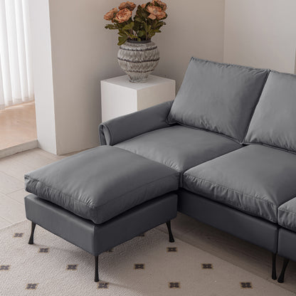 Louie Couch L-Shape, Sofa With Chaise Lounge - Gray