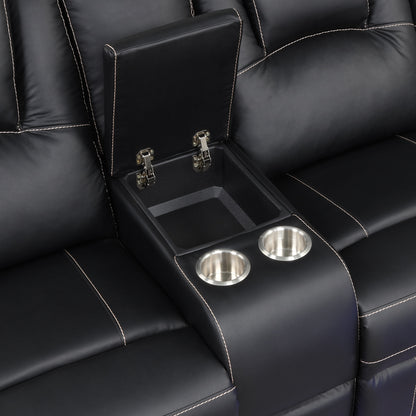 Modern Reclining Sofa, Corner Sectional Couch Recliner, Black
