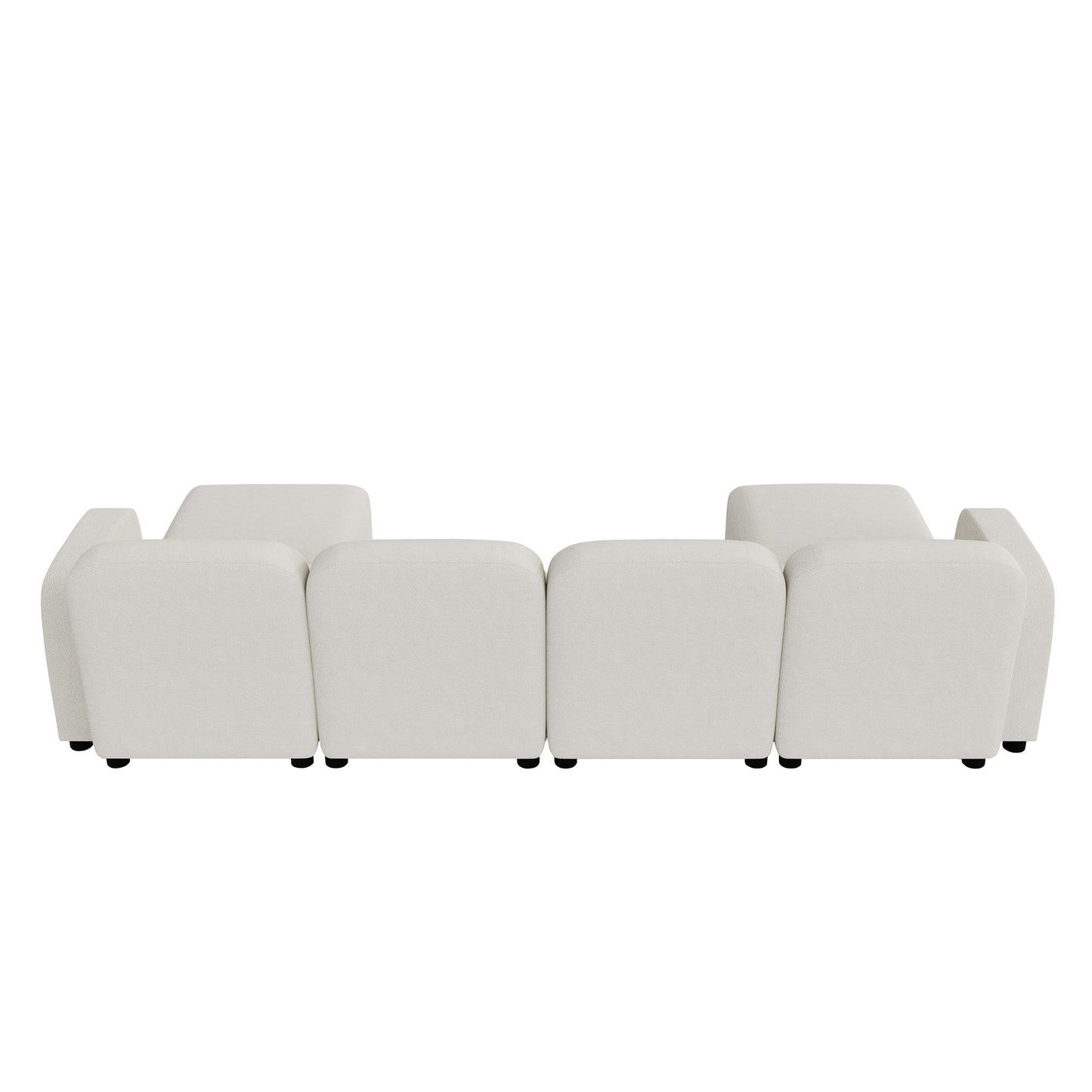 Modern U Shaped Sectional, Modular Comfy Couch with Ottoman, Beige
