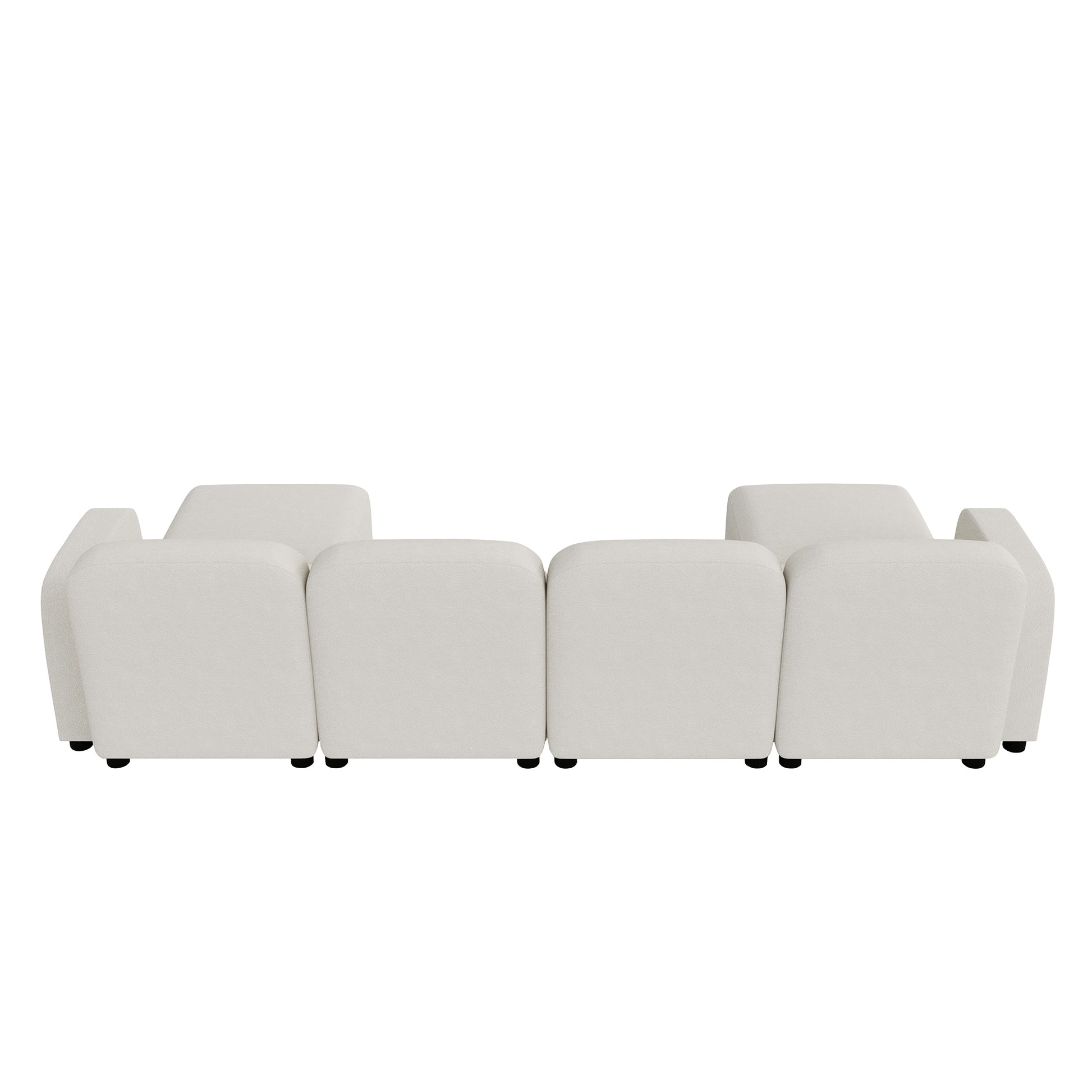 Modern U Shaped Sectional, Modular Comfy Couch with Ottoman, Beige