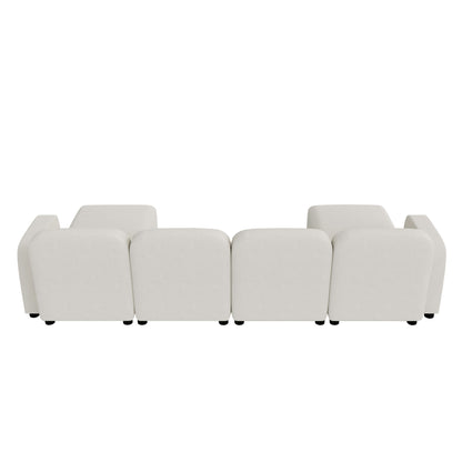Modern U Shaped Sectional, Modular Comfy Couch with Ottoman, Beige