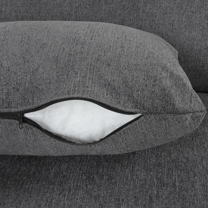 Comfy Sectional Cloud Couch, Chenille Sofa with Ottoman, Grey