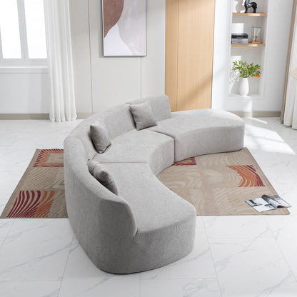 Curved Sofa, Modern Large Sectional Couch - Gray