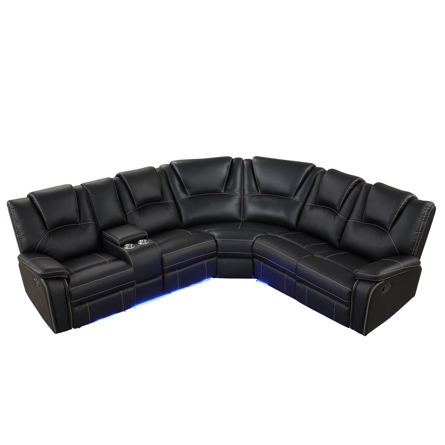 Modern Reclining Sofa, Corner Sectional Couch Recliner, Black