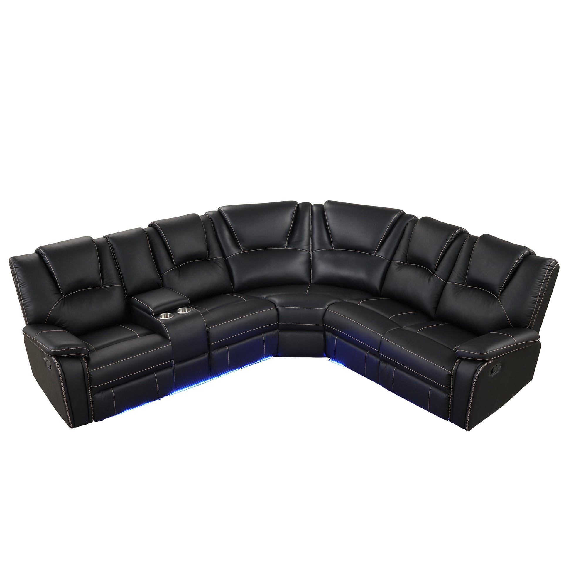 Modern Reclining Sofa, Corner Sectional Couch Recliner, Black