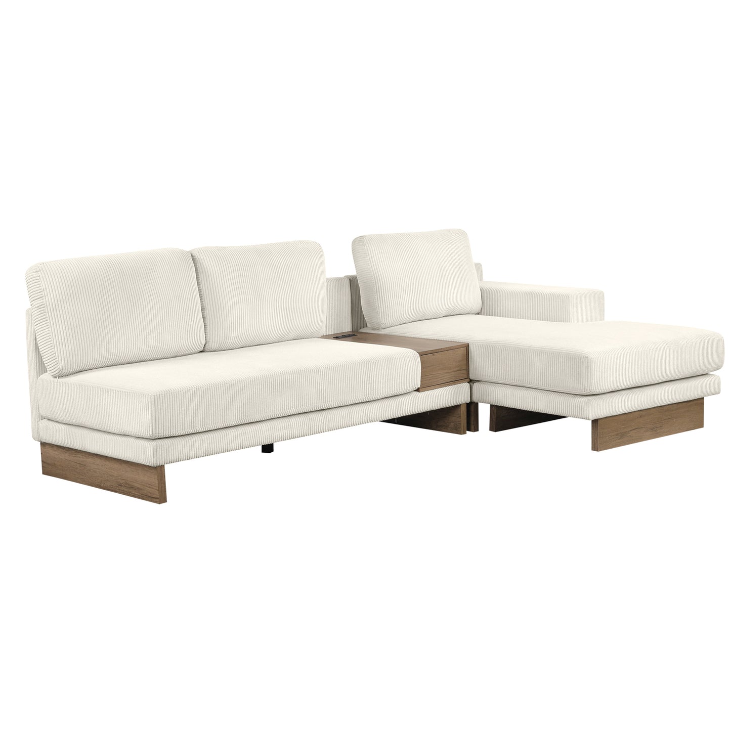 Corduroy Couch, Modern L Shaped Sectional Sofa with Reversible Chaise, Beige