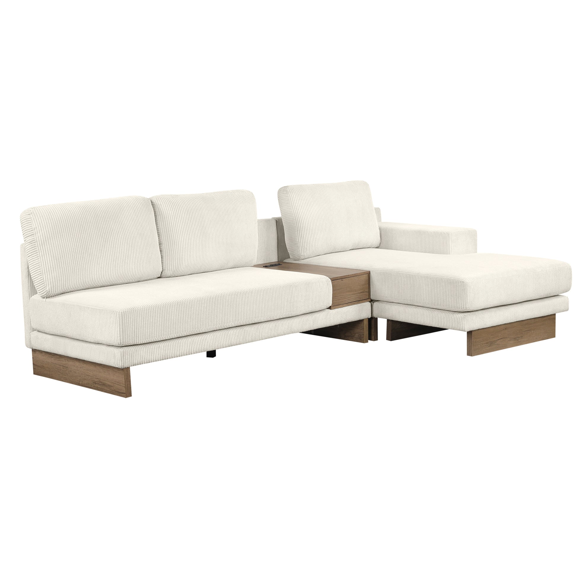Corduroy Couch, Modern L Shaped Sectional Sofa with Reversible Chaise, Beige