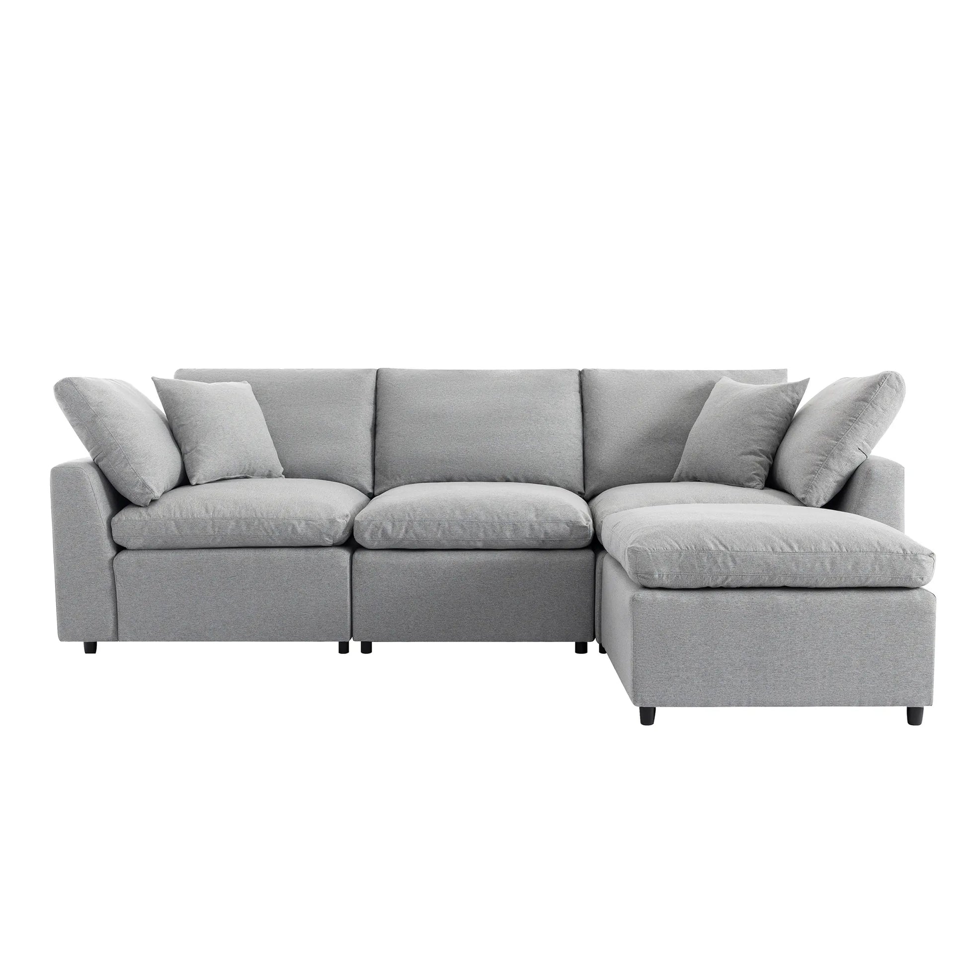 Louie Grey Sectional Couch, Sofa with Ottoman