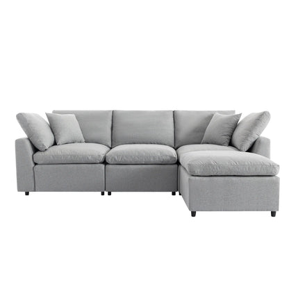 Louie Grey Sectional Couch, Sofa with Ottoman